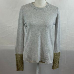 Duffy Sweater S Light Blue-Gray Green-Gray Trim Crew Neck Long Sleeve